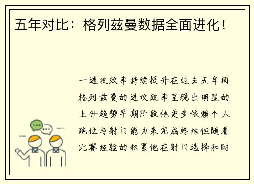 五年对比：格列兹曼数据全面进化！